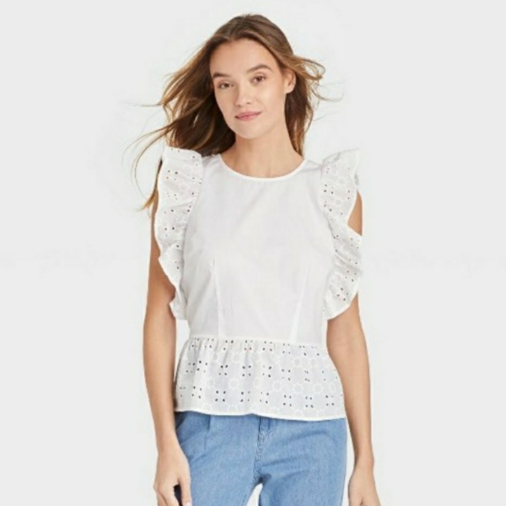 Who What Wear Eyelet Blouse Large